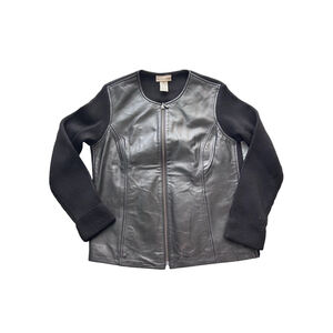 Apostrophe Leather & Wool Blend Jacket, Size Small, Vintage Y2K